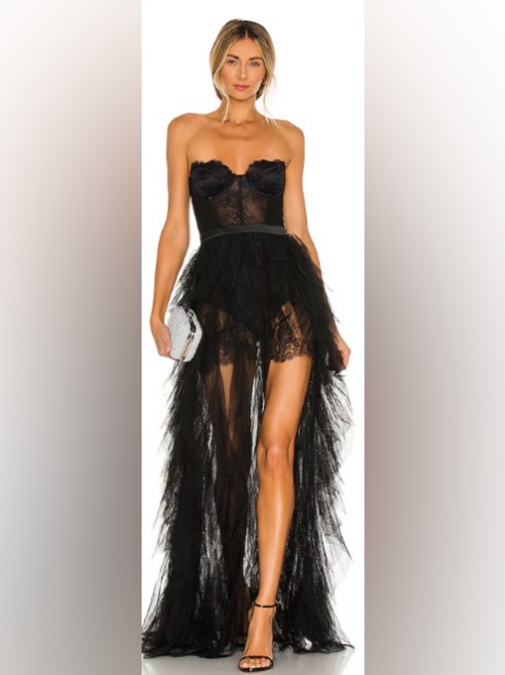 For love and lemons black tulle bustier gown small